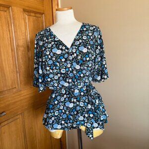 LOFT floral print wrap blouse